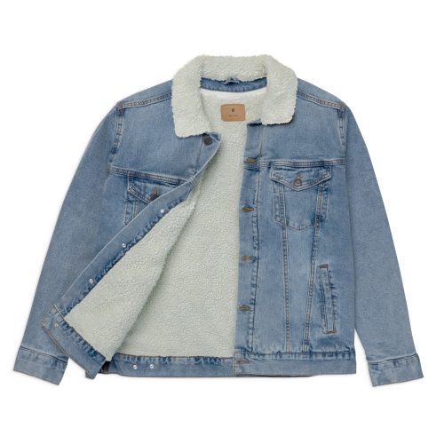 unisex sherpa denim jacket light denim front 2 673f8105cc43c